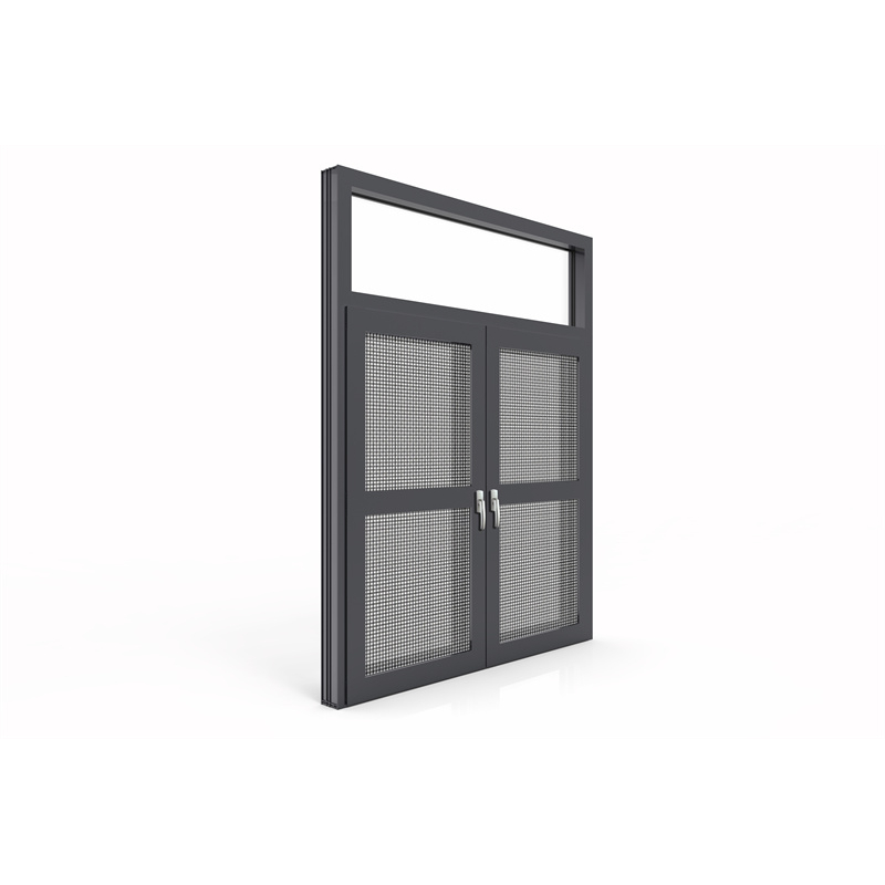 ประตูบานพับอลูมิเนียมกระจกสองชั้น HD49 / HD125 พร้อมมุ้งลวดนิรภัย

