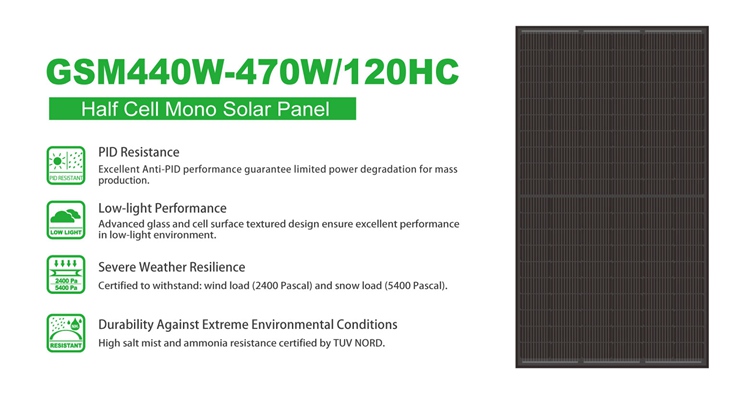 แผงโซลาร์เซลล์ สีดำล้วน 440w 450w 460w 500w