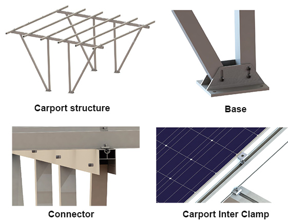 โครงสร้าง Carport พลังงานแสงอาทิตย์กันน้ำ