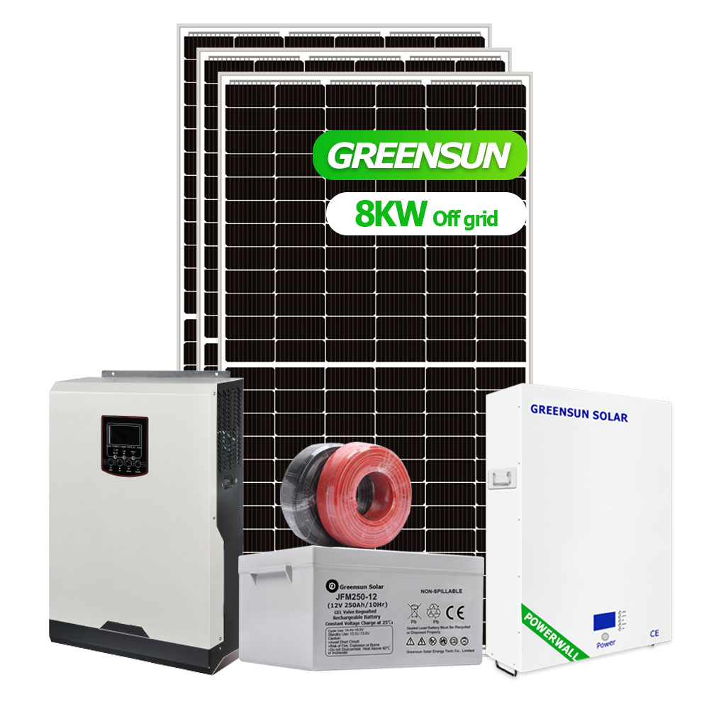 Off Grid 6KW 8KW 10KW ระบบพลังงานแสงอาทิตย์บนหลังคาบ้านพร้อมแบตเตอรี่สำรอง
