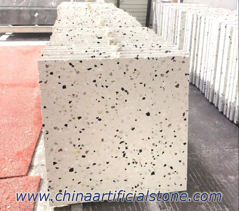 กระเบื้องพื้น Terrazzo สีขาวสำเร็จรูป