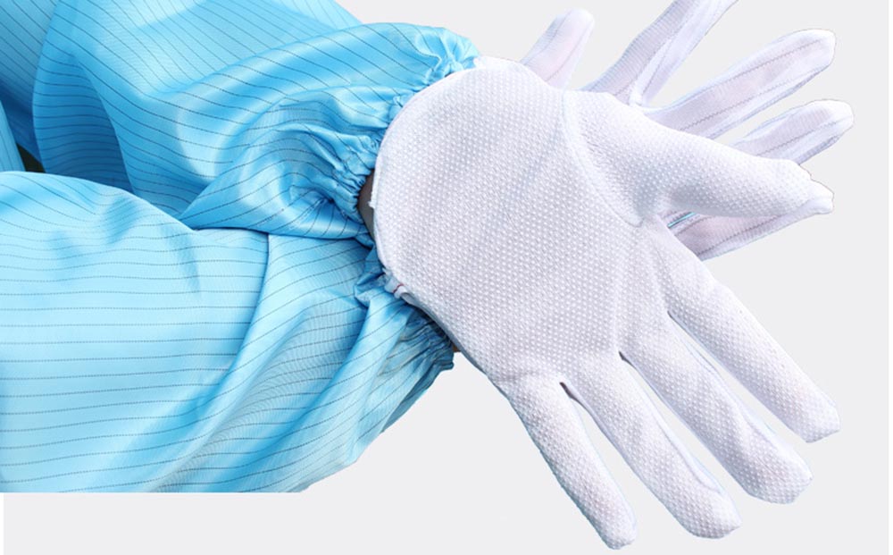 Cleanroom ESD PVC Dotted Palm Conductive ถุงมือ