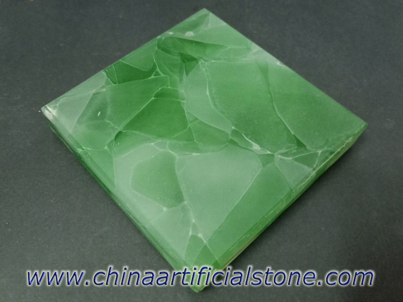 Iceberg Glass2 แผ่นหินแก้วหยกสีเขียวและสีขาว
