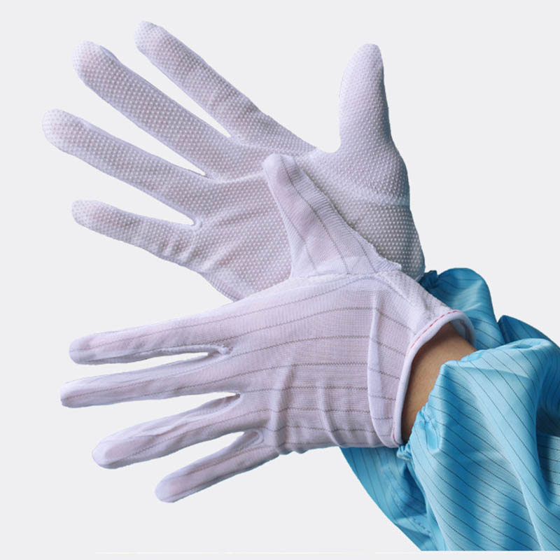 Cleanroom ESD PVC Dotted Palm Conductive ถุงมือ
