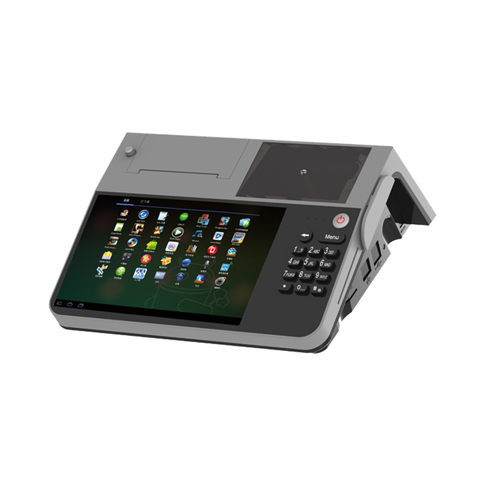 หน้าจอคู่ 8 นิ้ว Android NFC POS Terminal พร้อมเครื่องพิมพ์ความร้อน 80 มม
