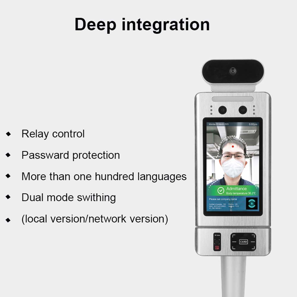 เครื่องสแกนอุณหภูมิใบหน้า WIFI Biometric