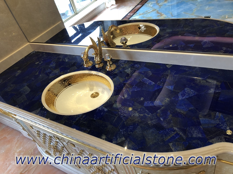 Lapis Lazuli อัญมณี Cross Cut Vanity Tops,