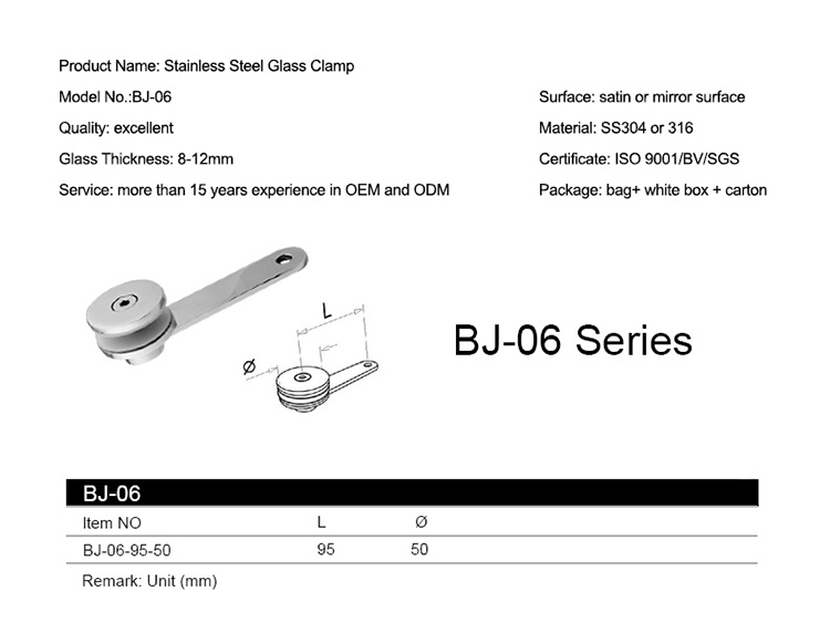 304 316 ฟิตติ้งราวจับกระจก-Clamp