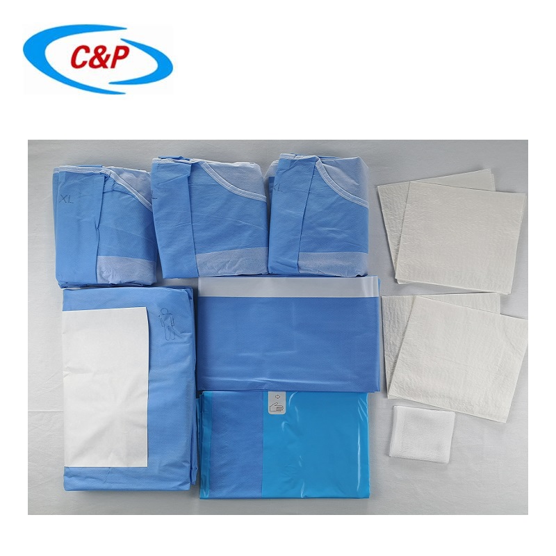 โรงพยาบาลปลอดเชื้อใช้สูตินรีเวชสูติศาสตร์ C-Section Surgery Drape Pack
