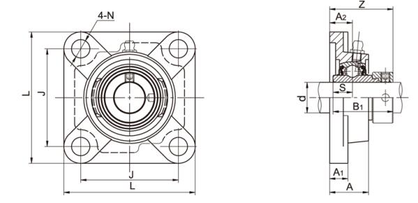 ตัวเรือน 4-Bolt Flange NAFS210