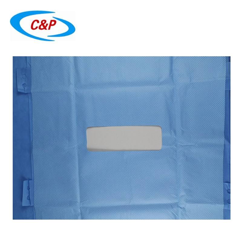 CE ISO13485 อนุมัติผ้าไม่ทอ Laparoscopic Abdominal Drape แบบใช้แล้วทิ้งพร้อมถุง
