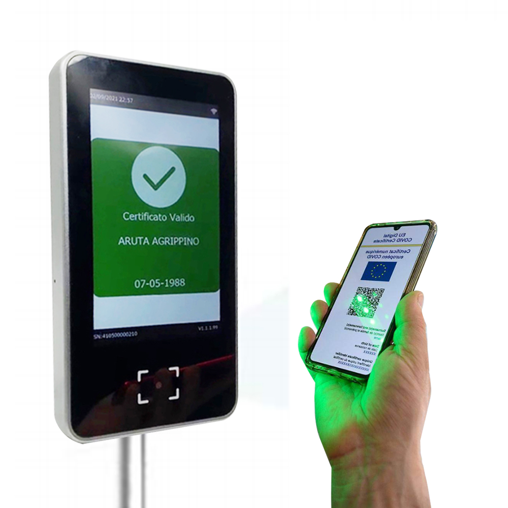 EU Digital Green Pass เครื่องสแกนรหัส QR การควบคุมการเข้าถึงรหัสสุขภาพ HS-600
