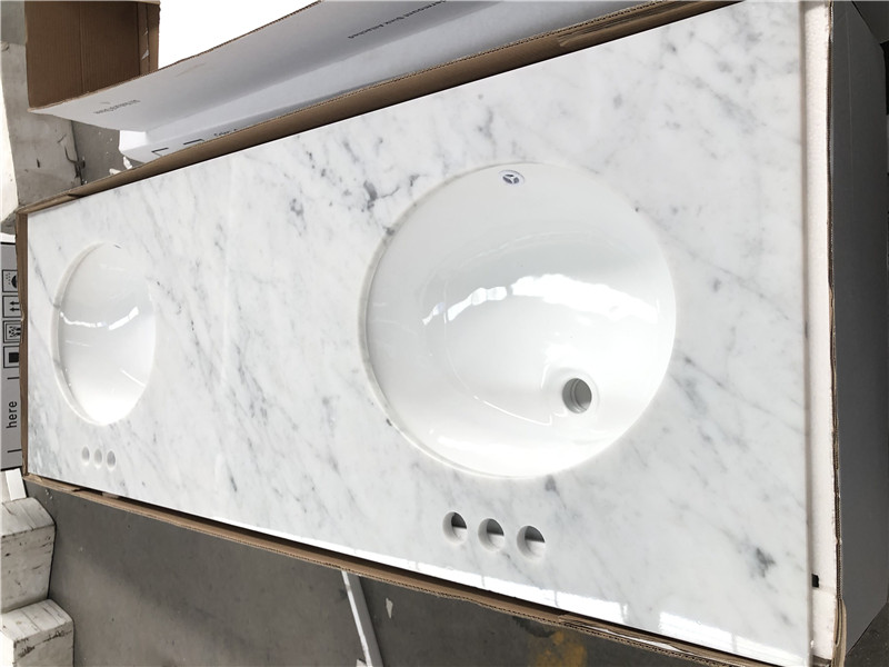 โต๊ะเครื่องแป้งสำเร็จรูป ท็อปส์ Carrara White Marble
