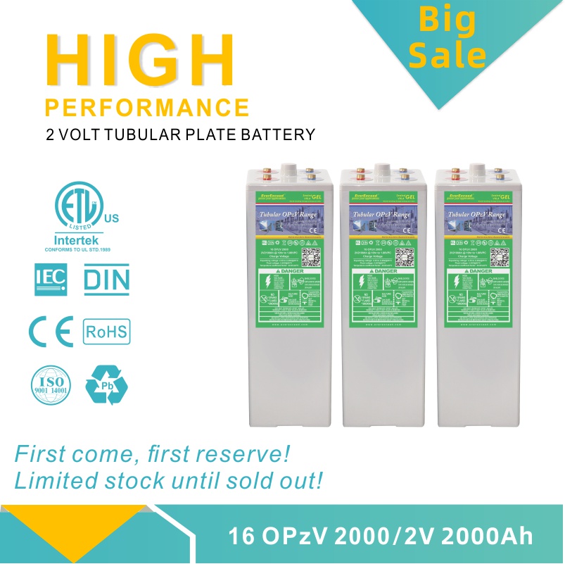 ลดล้างสต๊อก 2V 2100ah Opzv Tubular Gel Opzv Battery สำหรับ Solar/UPS/Emergency-Power-Systems
