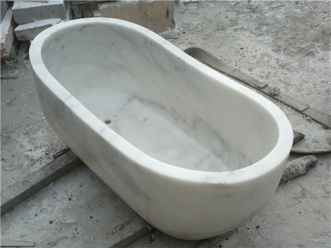 อ่างอาบน้ำหินธรรมชาติสีขาว อ่างอาบน้ำหินสำหรับห้องน้ำ