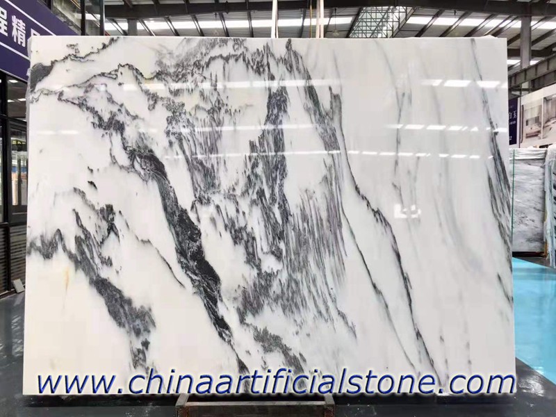 แผ่นหินอ่อนสีขาวของจีนมีเส้นสีดำ
