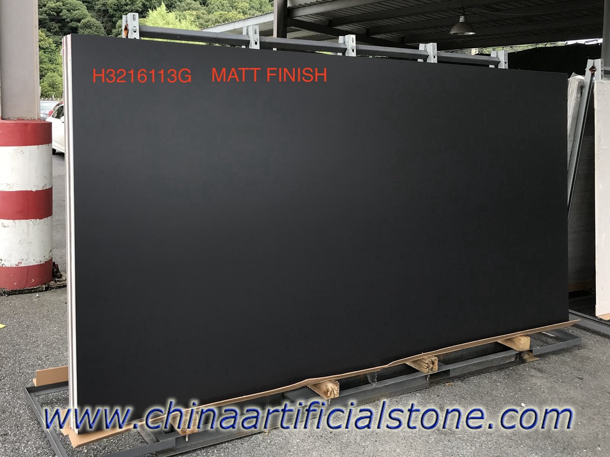 แผ่นพอร์ซเลนหินเผาสีดำบริสุทธิ์ 3200x1600mm Matt
