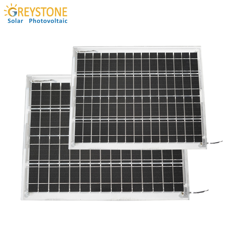 แผงเซลล์แสงอาทิตย์แบบกระจกคู่ Greystone 10W สำหรับห้องแสงแดด
