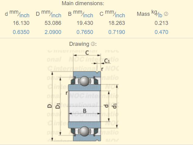 ขนาดแบริ่ง AA205DD