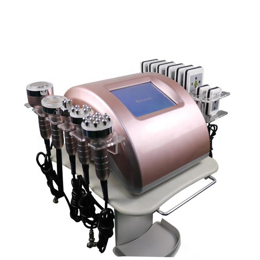 แบบพกพา 6 In 1 40K Cavitation Lipo Laser Ultrasonic 12 Polar สูญญากาศ RF Face Lifting Multi-polar Body Slimming Machine